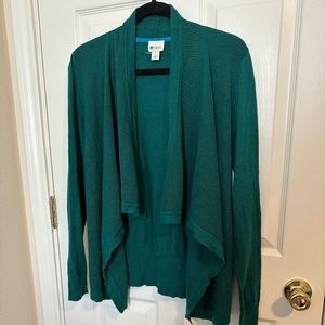Womens Stylus Green Elbow Patch Long Sleeve Winter Cardigan Sweater Small